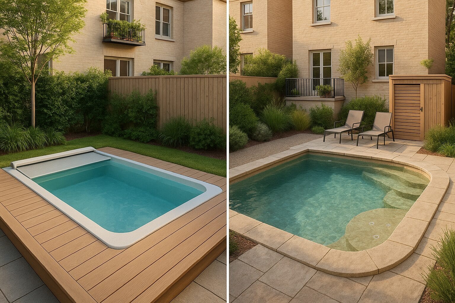 Mini piscine de 10 m&sup2; – exemple coque ou béton